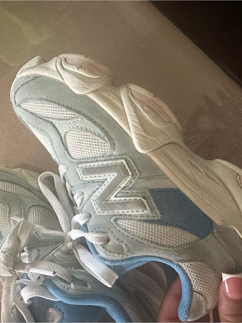 Kids Light Blue and White Athletic New Balance 9060